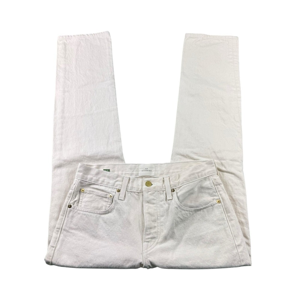 Sid Mashburn Cream Denim Button Fly Mens Jeans 30x30 USA Straight Leg